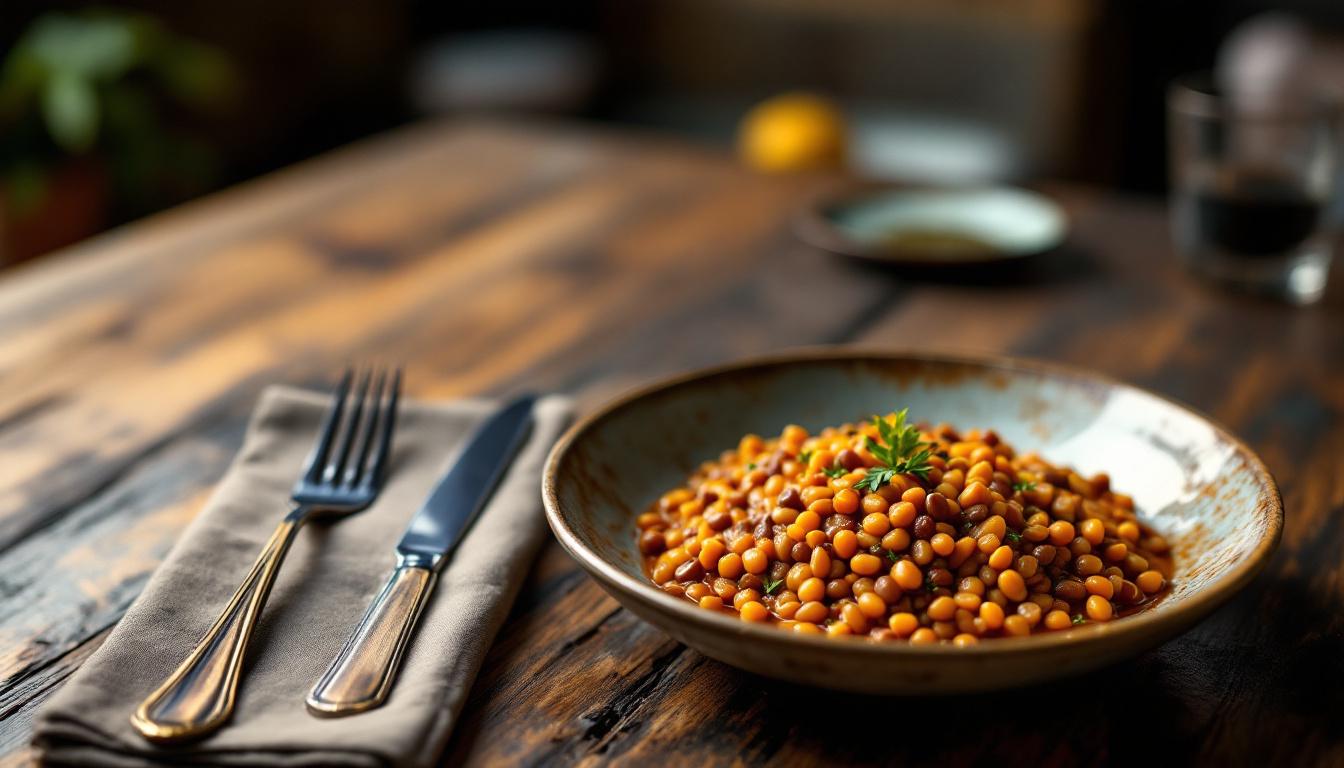ontdek hoe je in 5 stappen een heerlijk linzenstoof met pompoen en spek bereidt, een herfstgerecht op restaurantniveau dat je thuis makkelijk kunt maken.