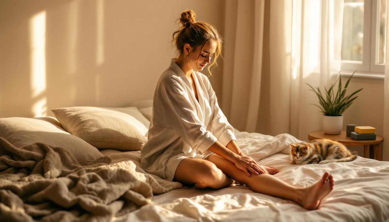 ontdek een verrassend effectieve yogaserie van 6 minuten die je lichaam ontspant, zonder dat je uit bed hoeft te komen.